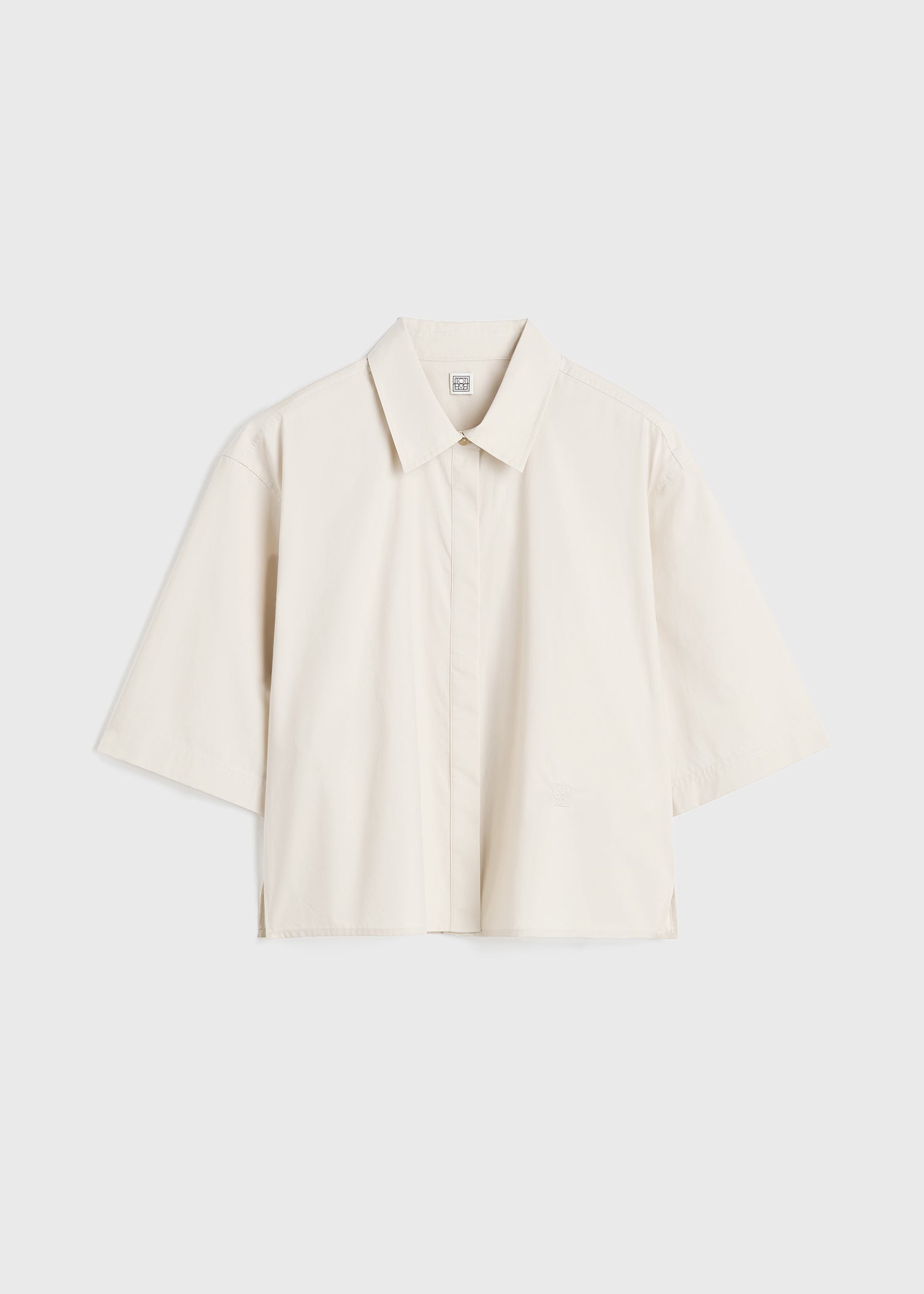 Cropped cotton-poplin shirt stone