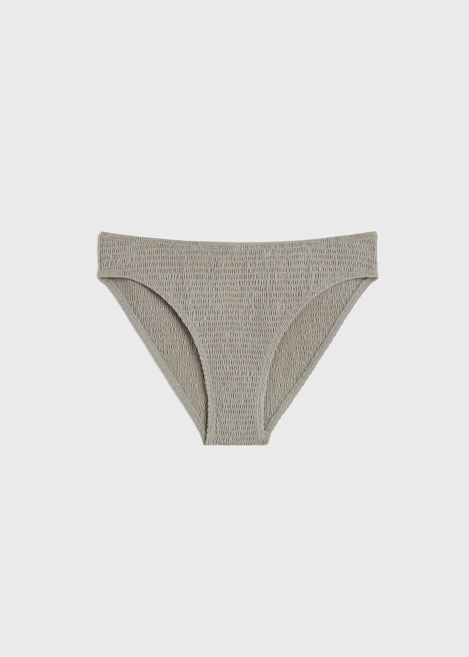 Smocked mid-rise bikini bottoms dove