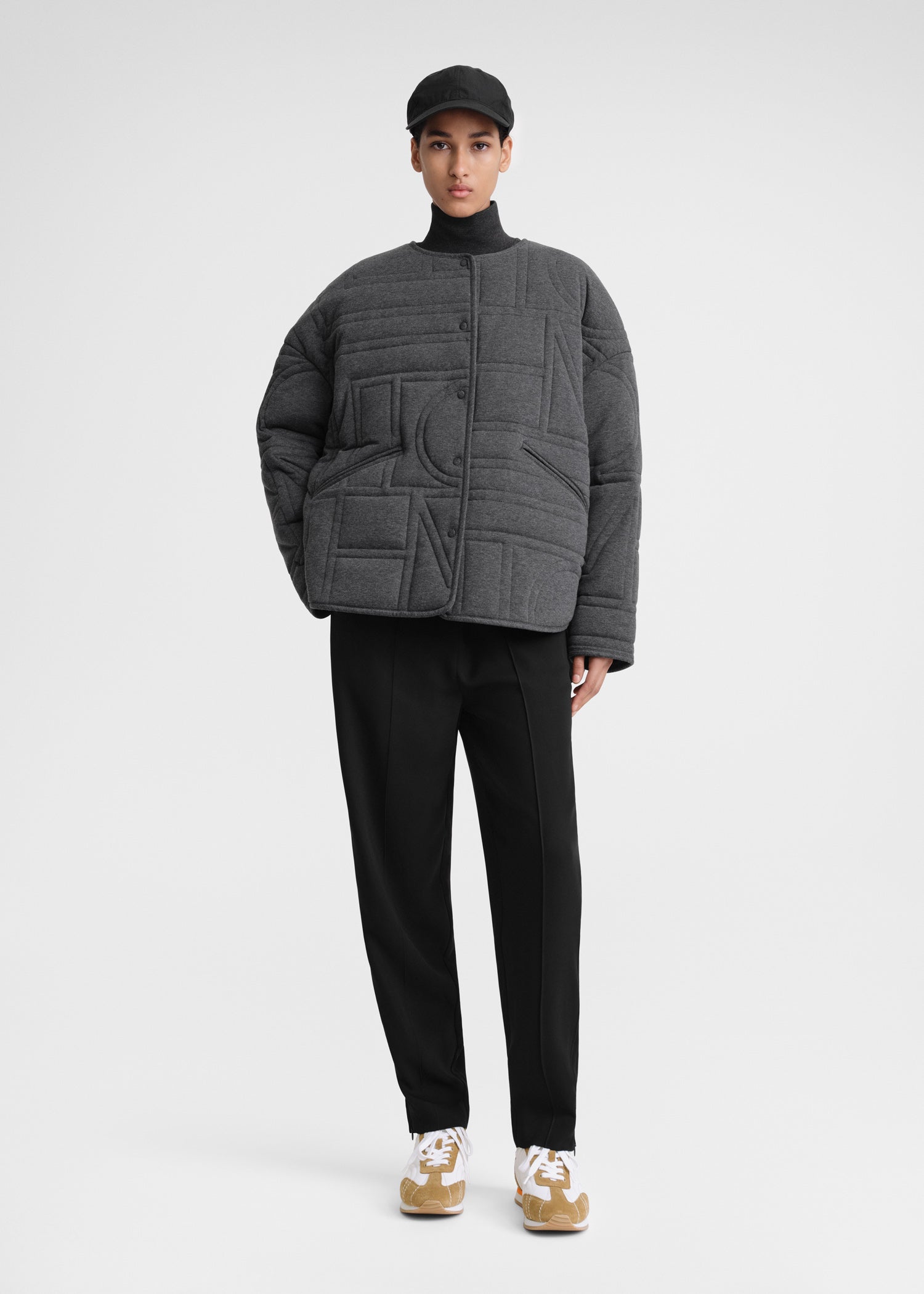 Quilted jersey jacket charcoal melange