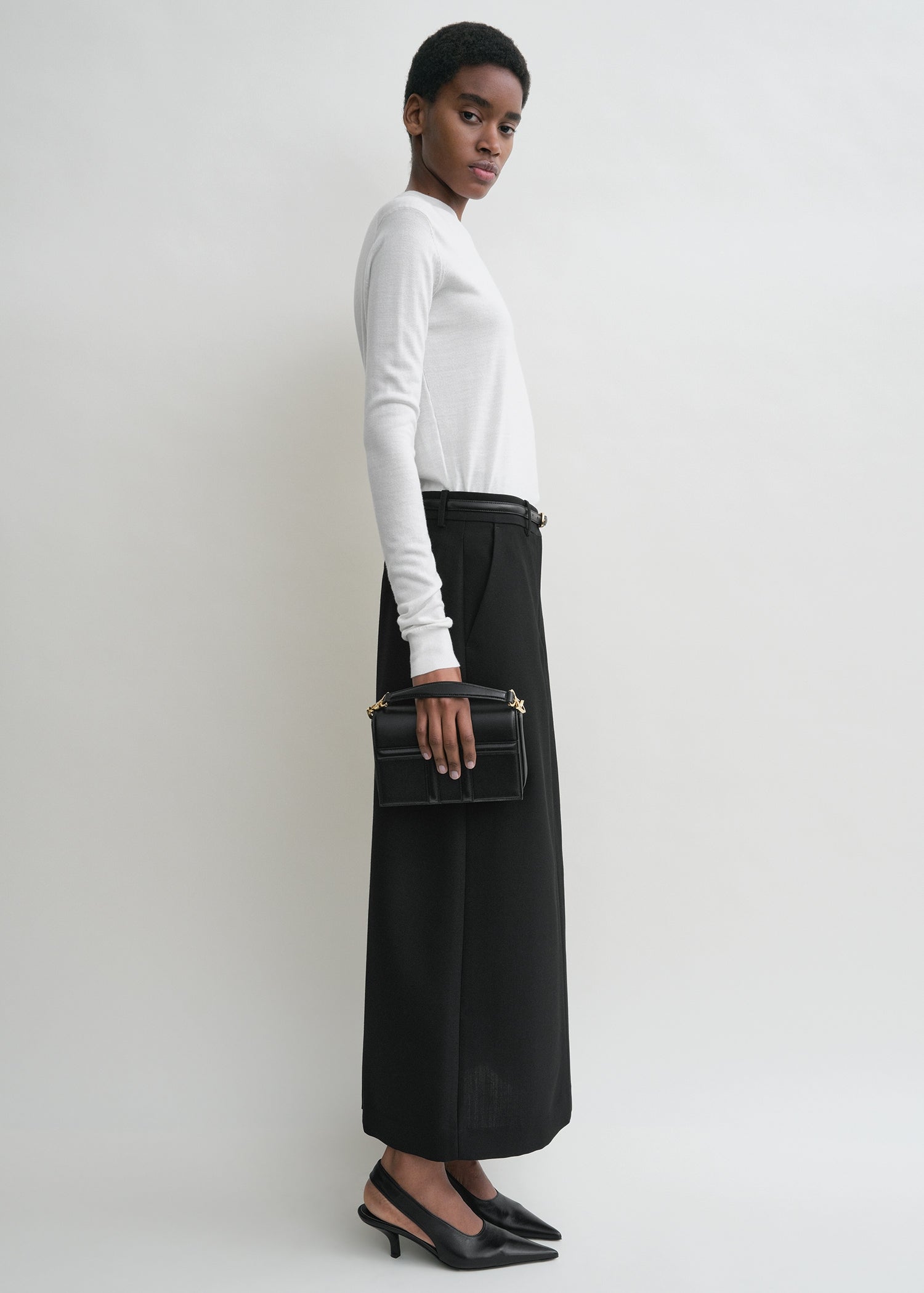 Mini T-Flap leather bag black