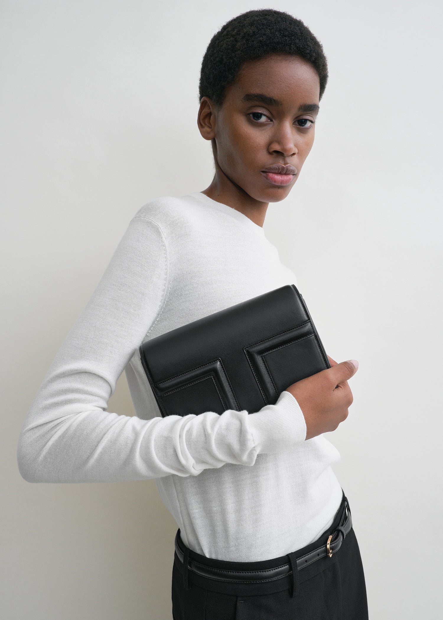 Mini T-Flap leather bag black