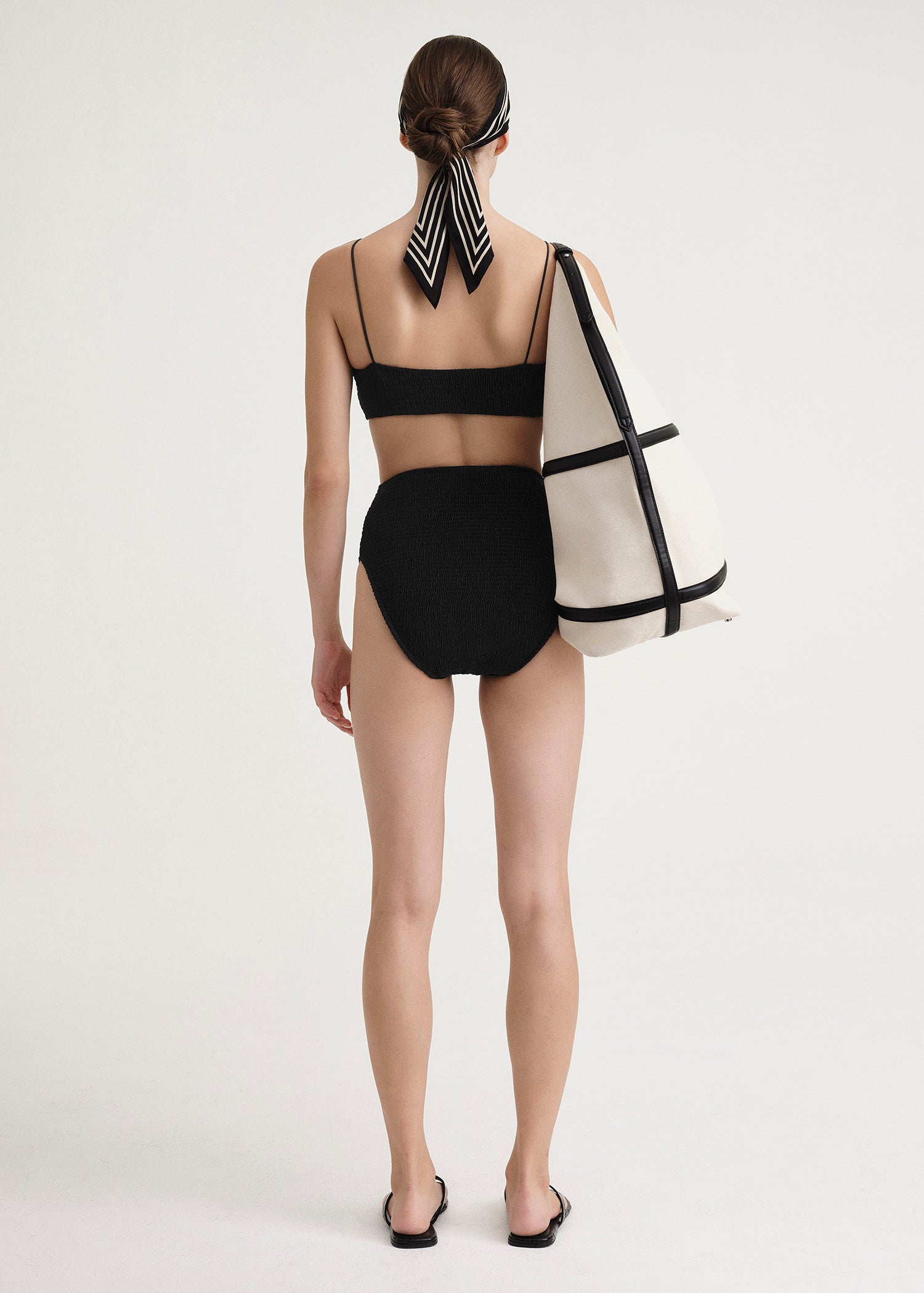 Smocked bikini top black