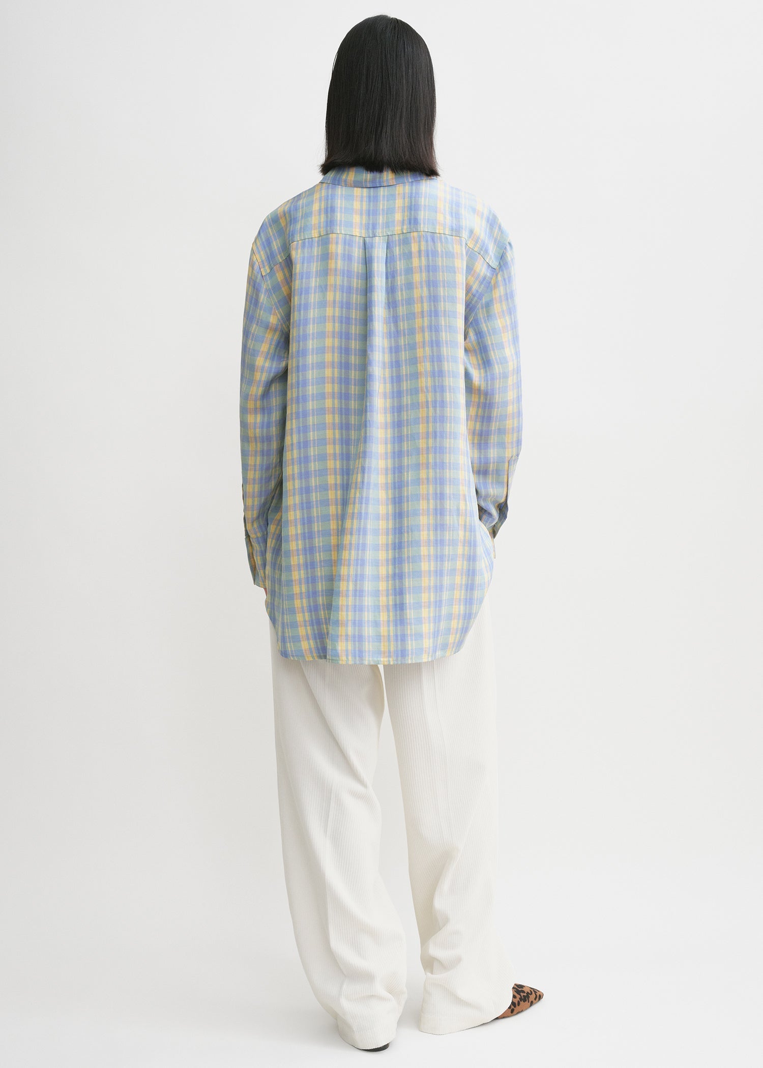 Relaxed linen-blend shirt madras check