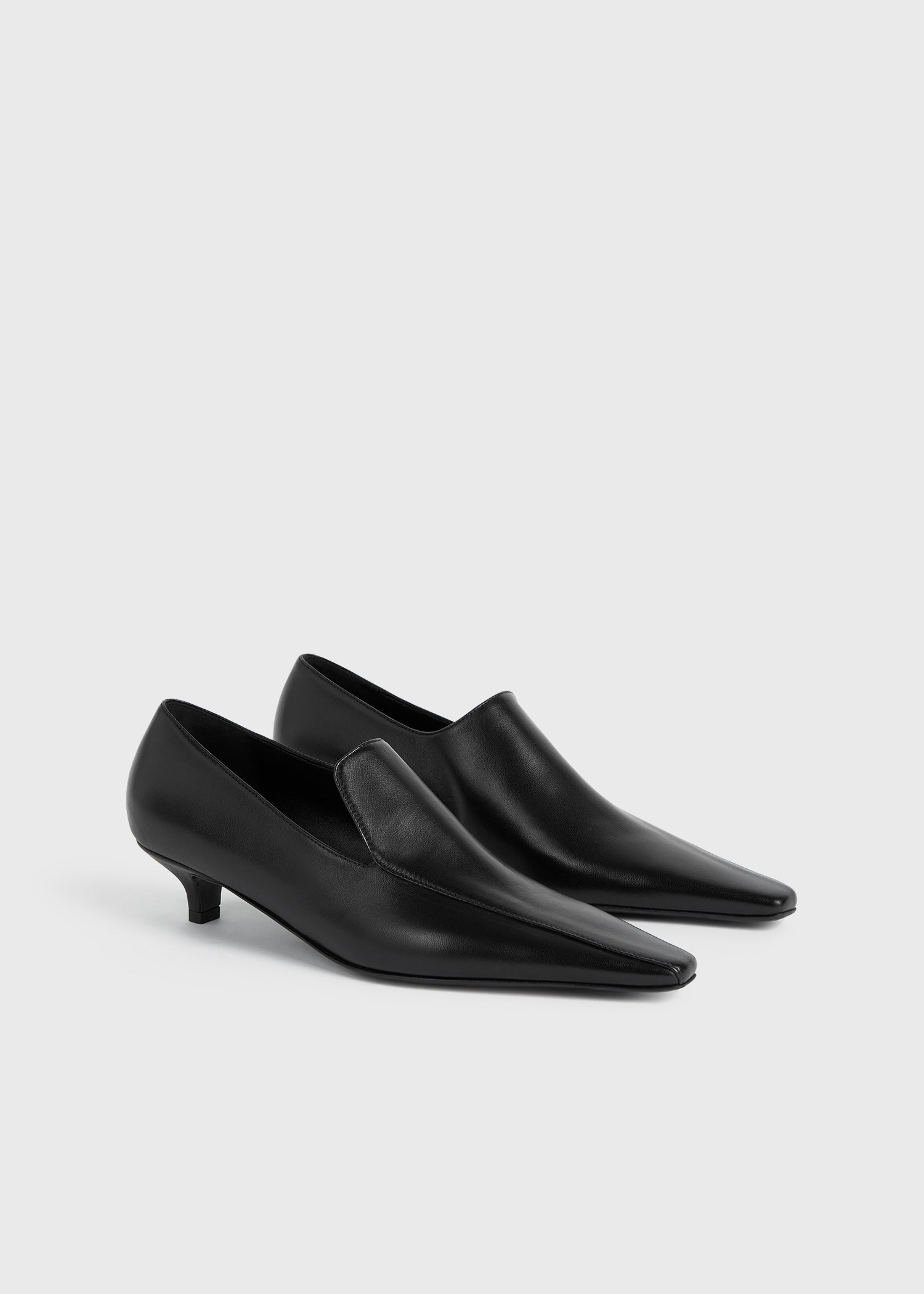 Leather kitten loafers black