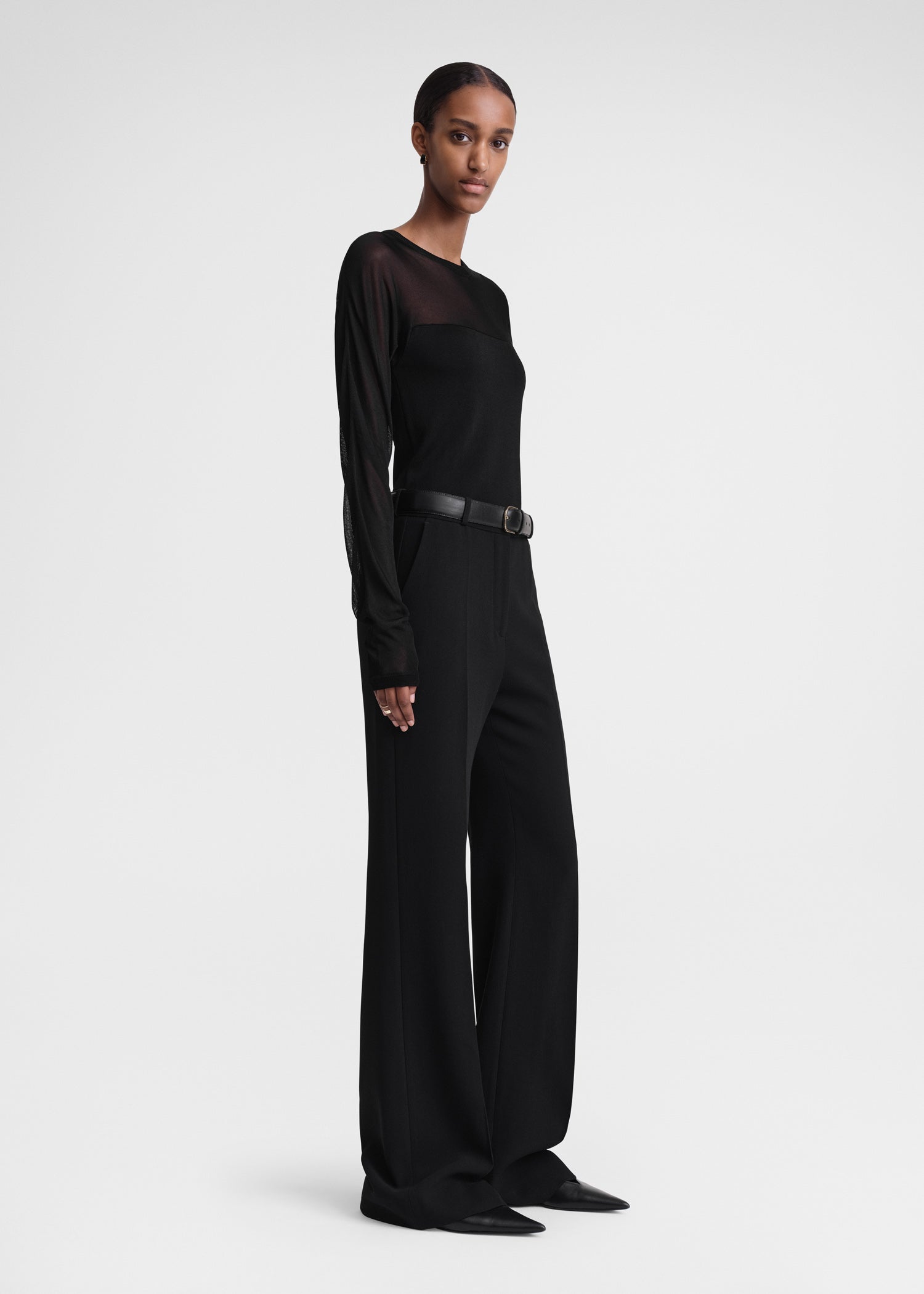 Flared evening trousers black