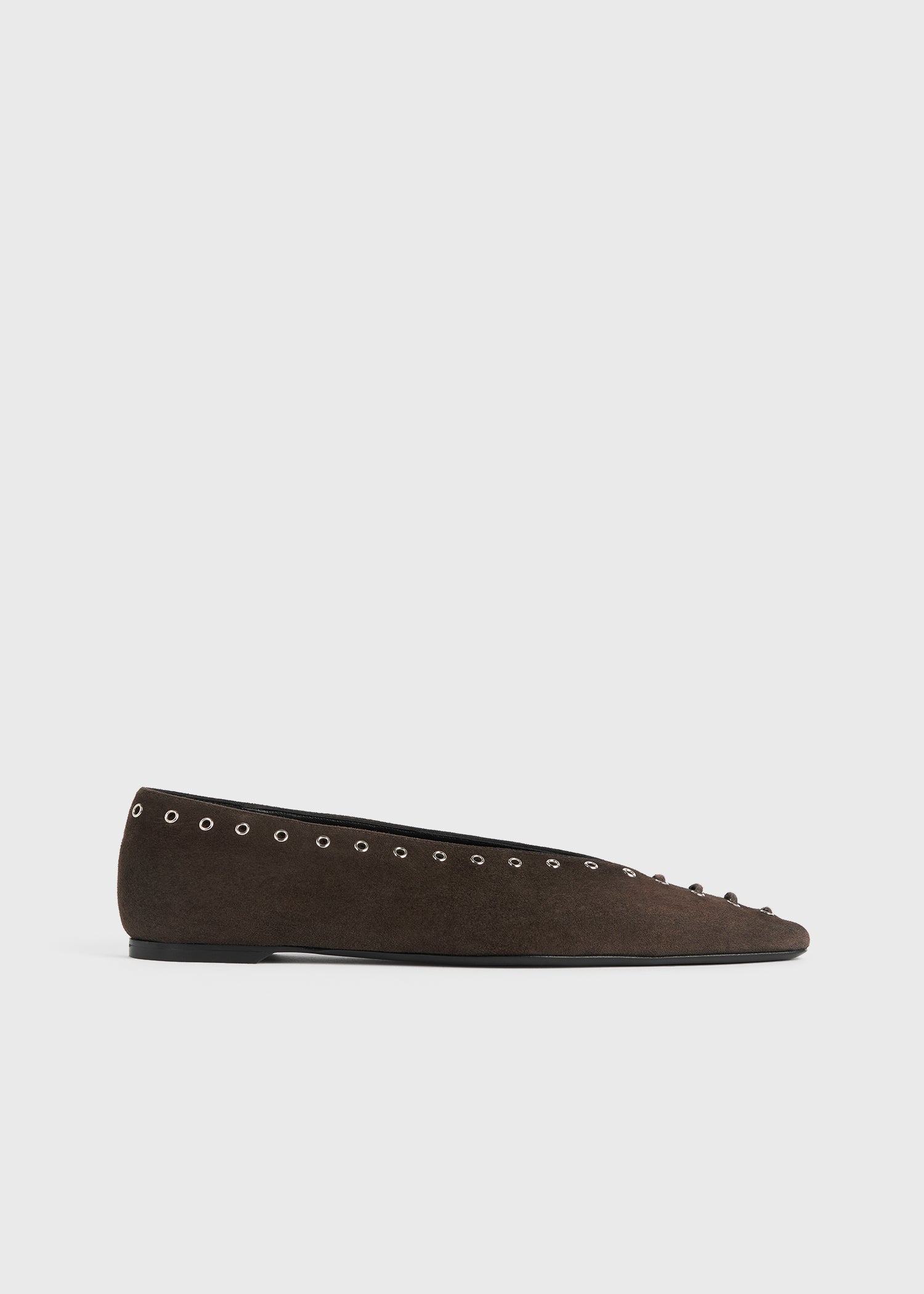 Suede lace-up ballerinas pepper