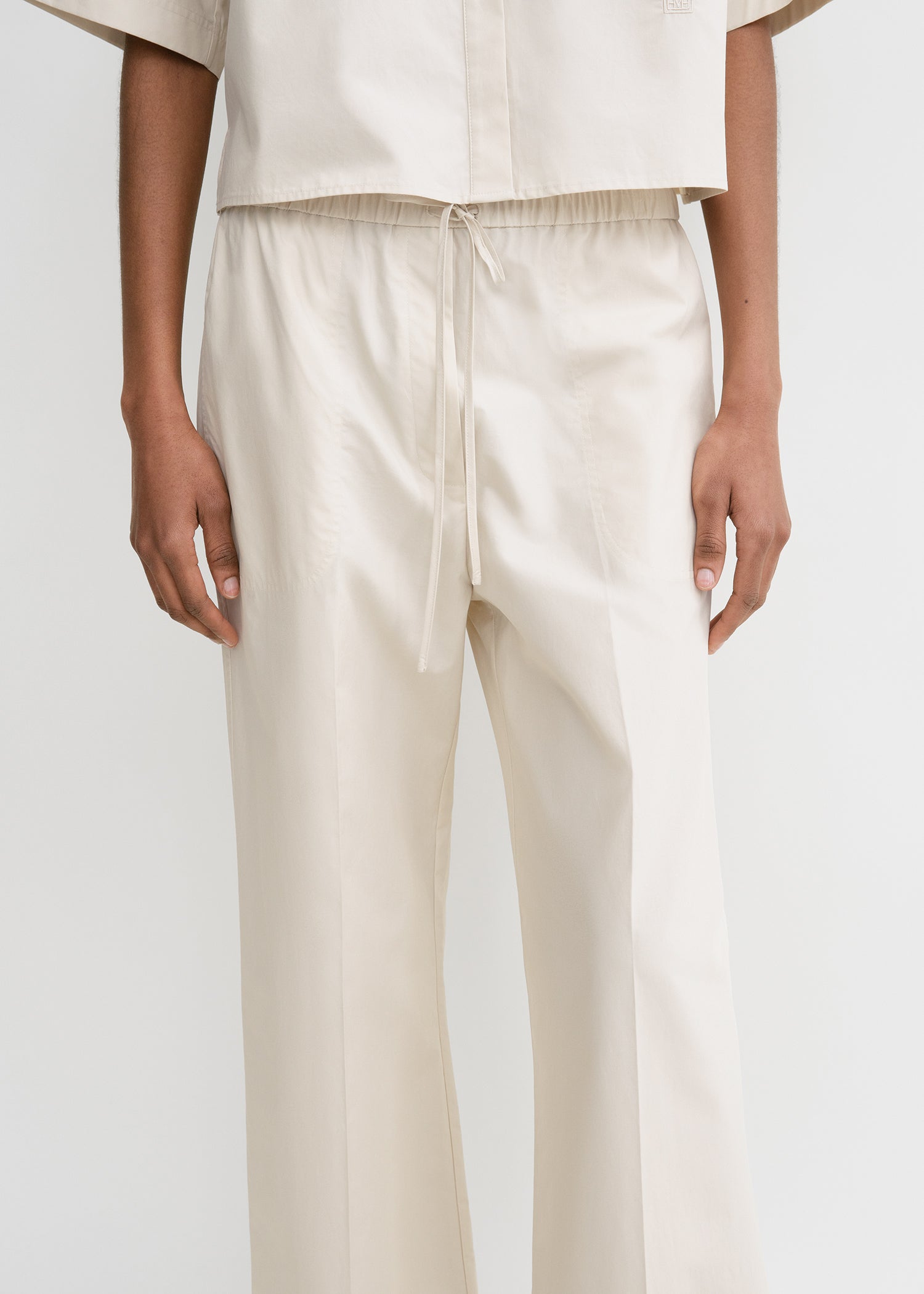 Cotton drawstring trousers stone