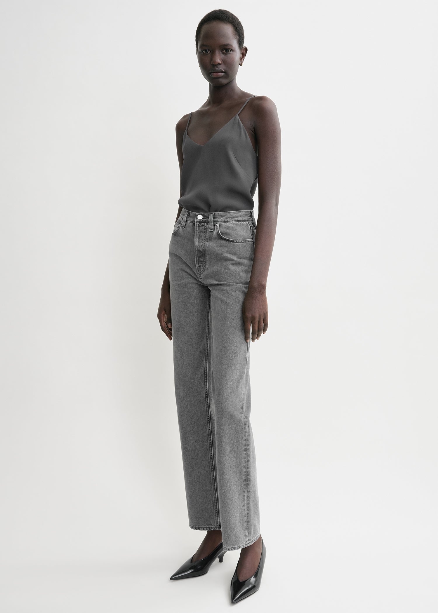 Crepe-back satin cami top lead
