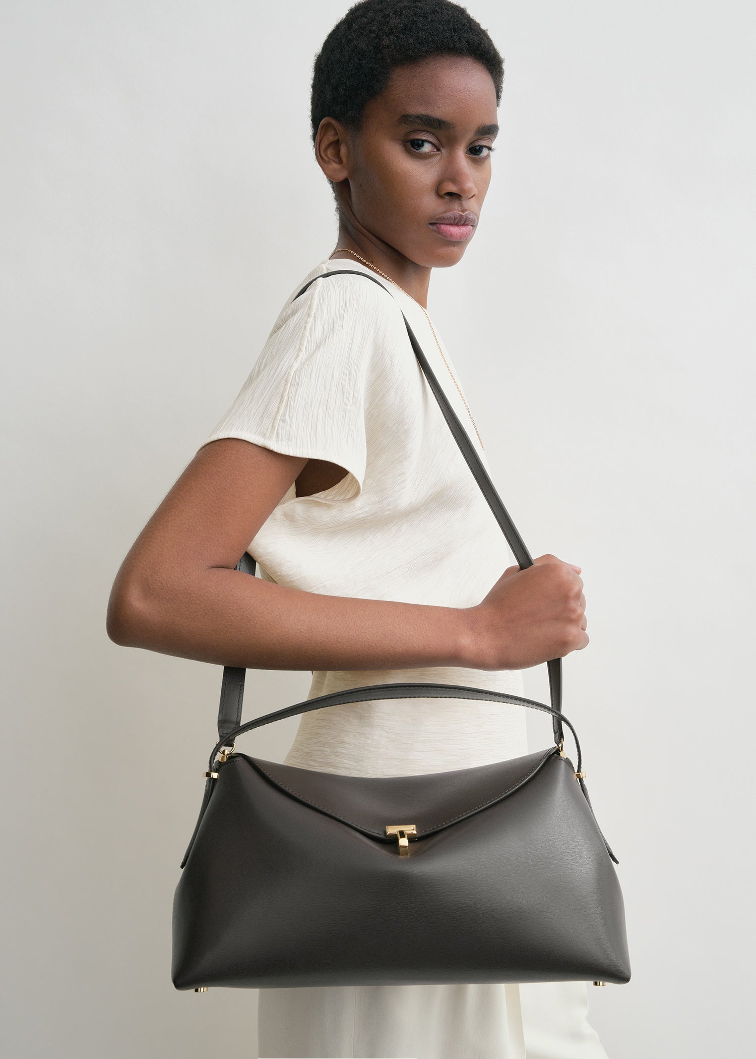 T-Lock leather top handle bark