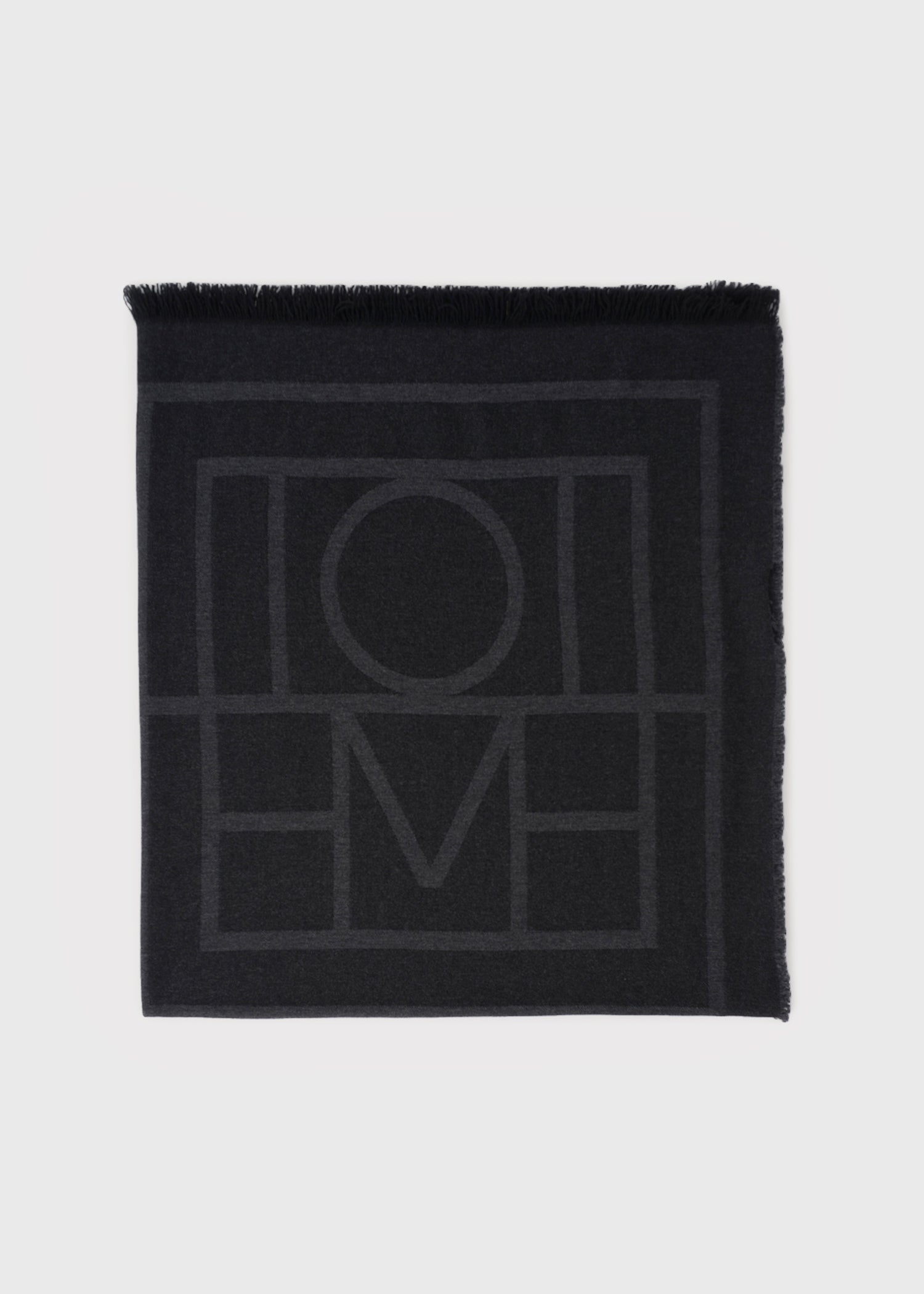 Monogram wool cashmere scarf dark grey
