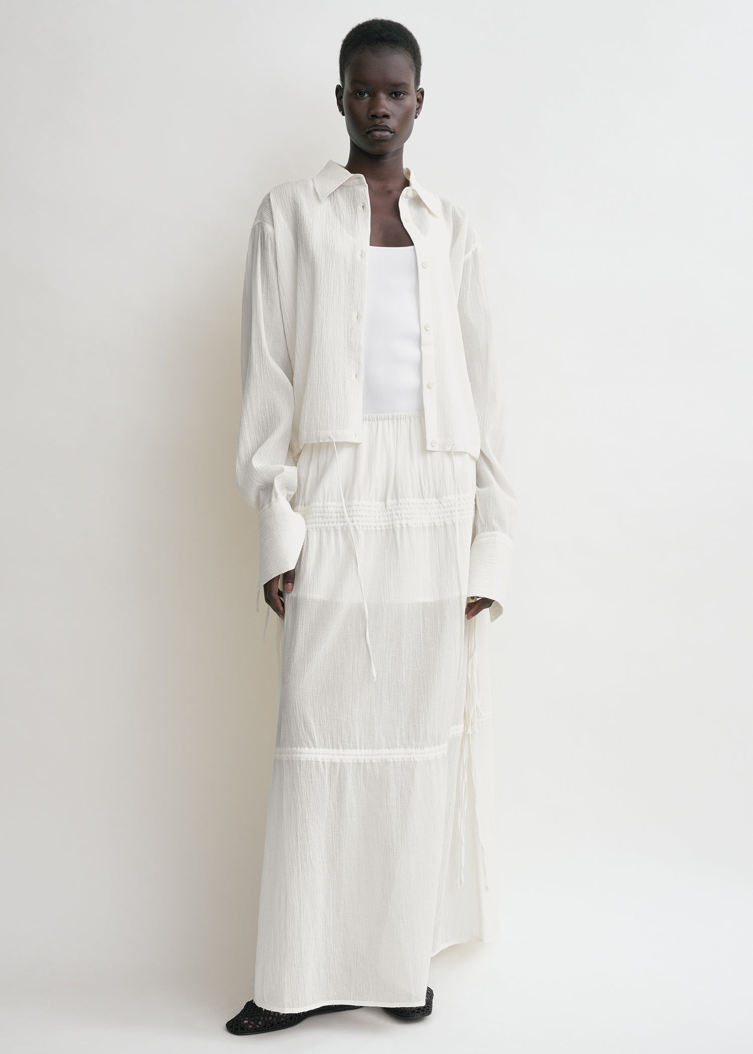 Drawstring shirt off-white