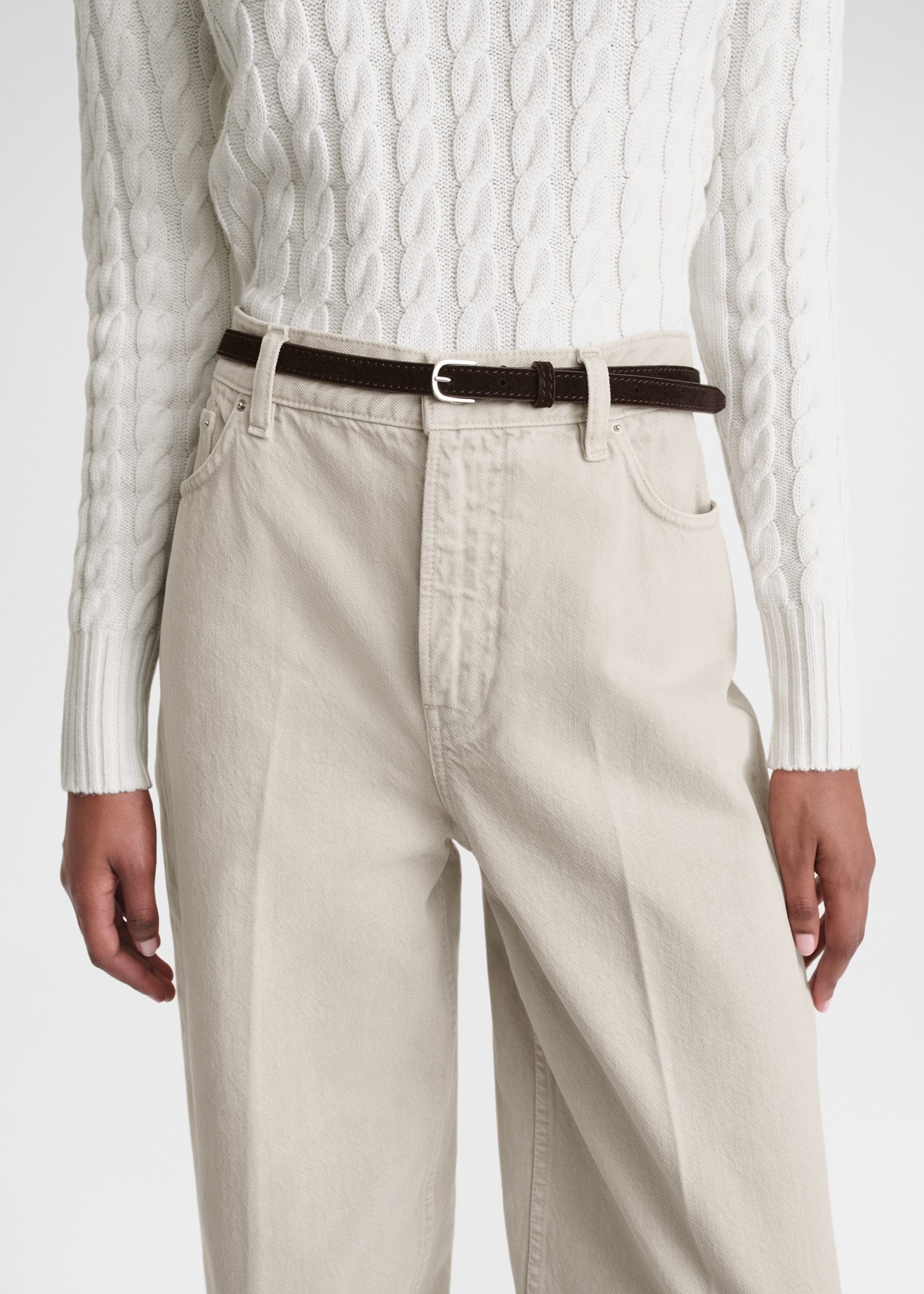 Thin suede belt espresso