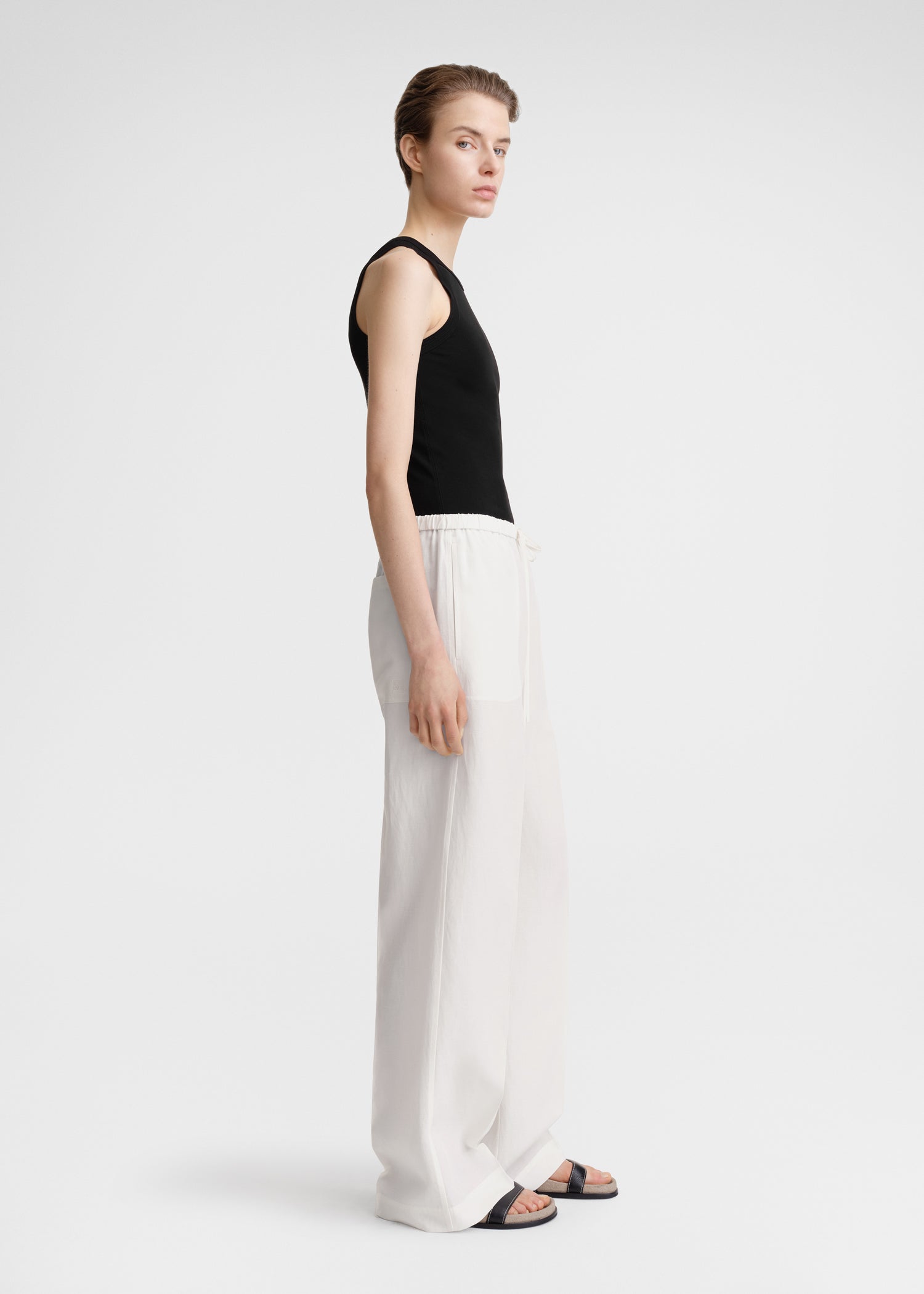 Fluid drawstring trousers off-white