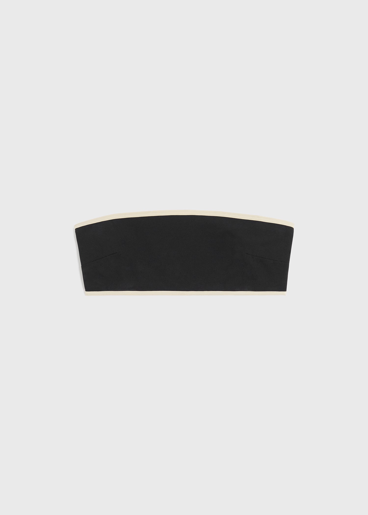 Stripe edge strapless bikini top black