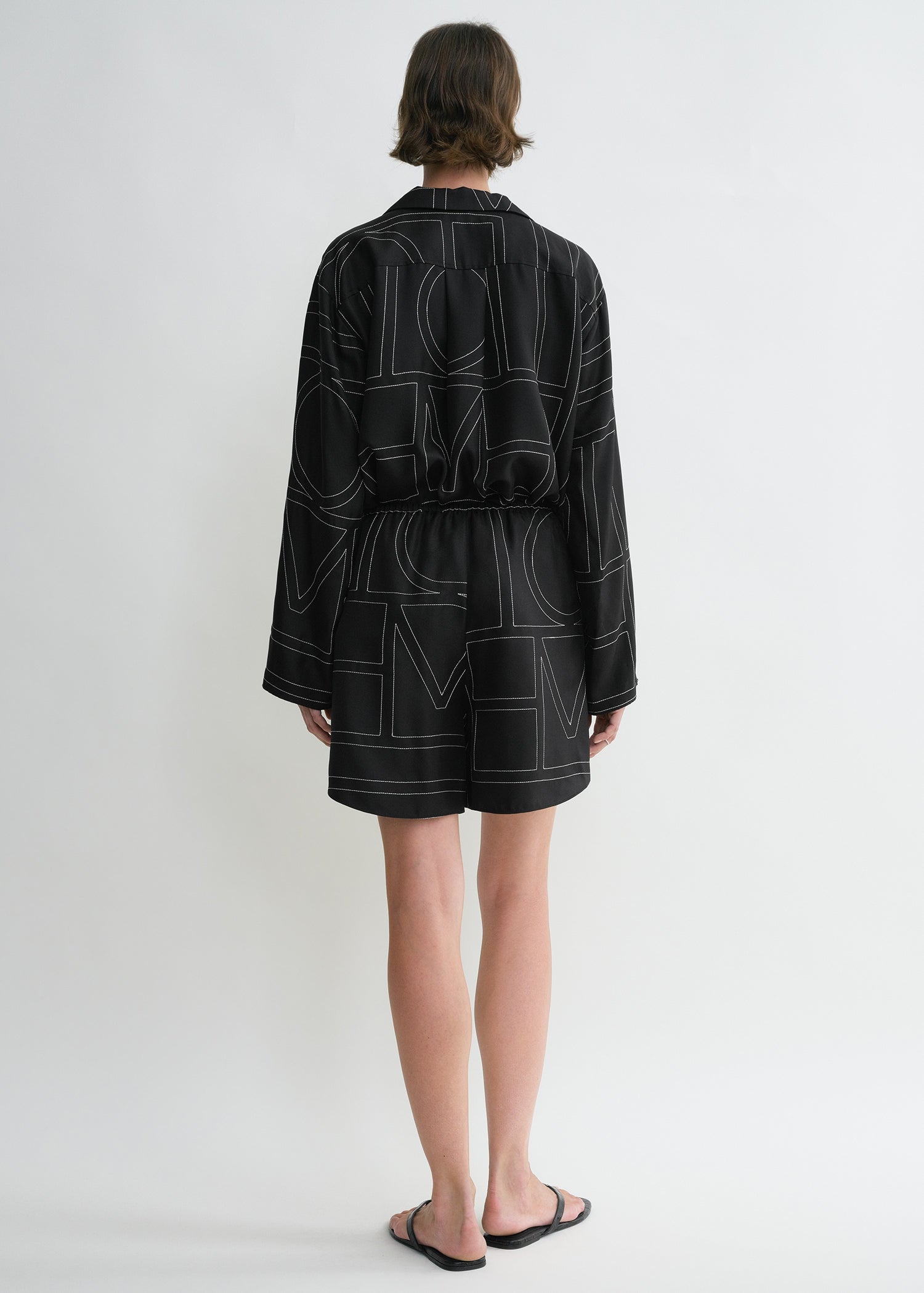 Monogram silk pj shorts black