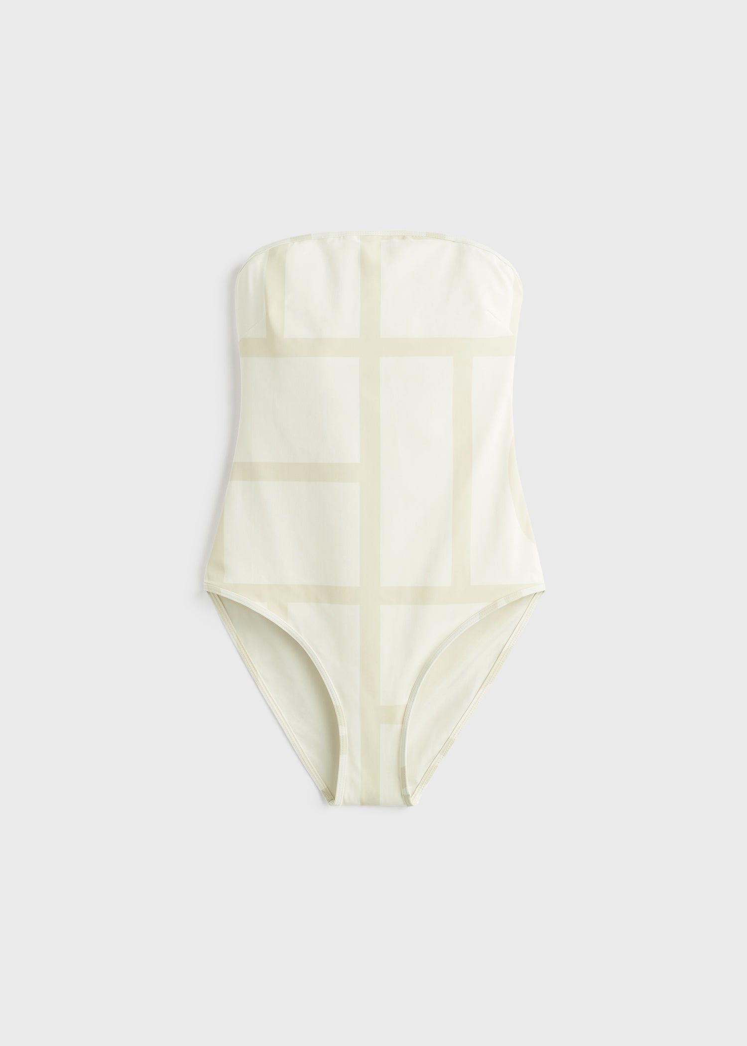 Monogram strapless swimsuit ecru/straw