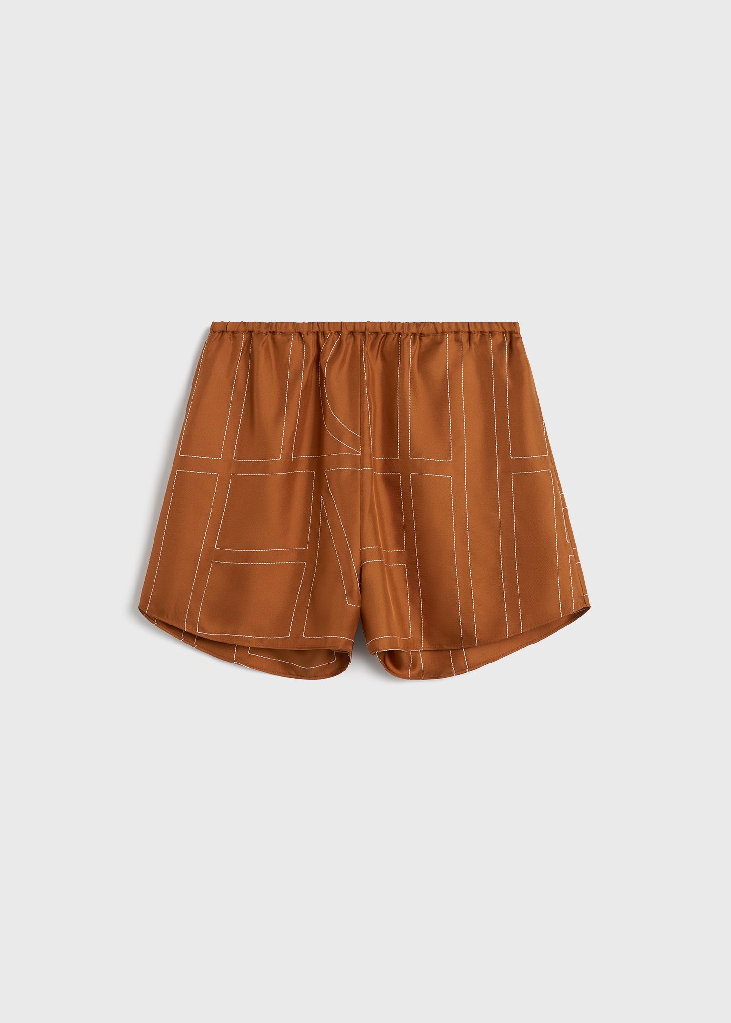 Monogram silk pj shorts terracotta