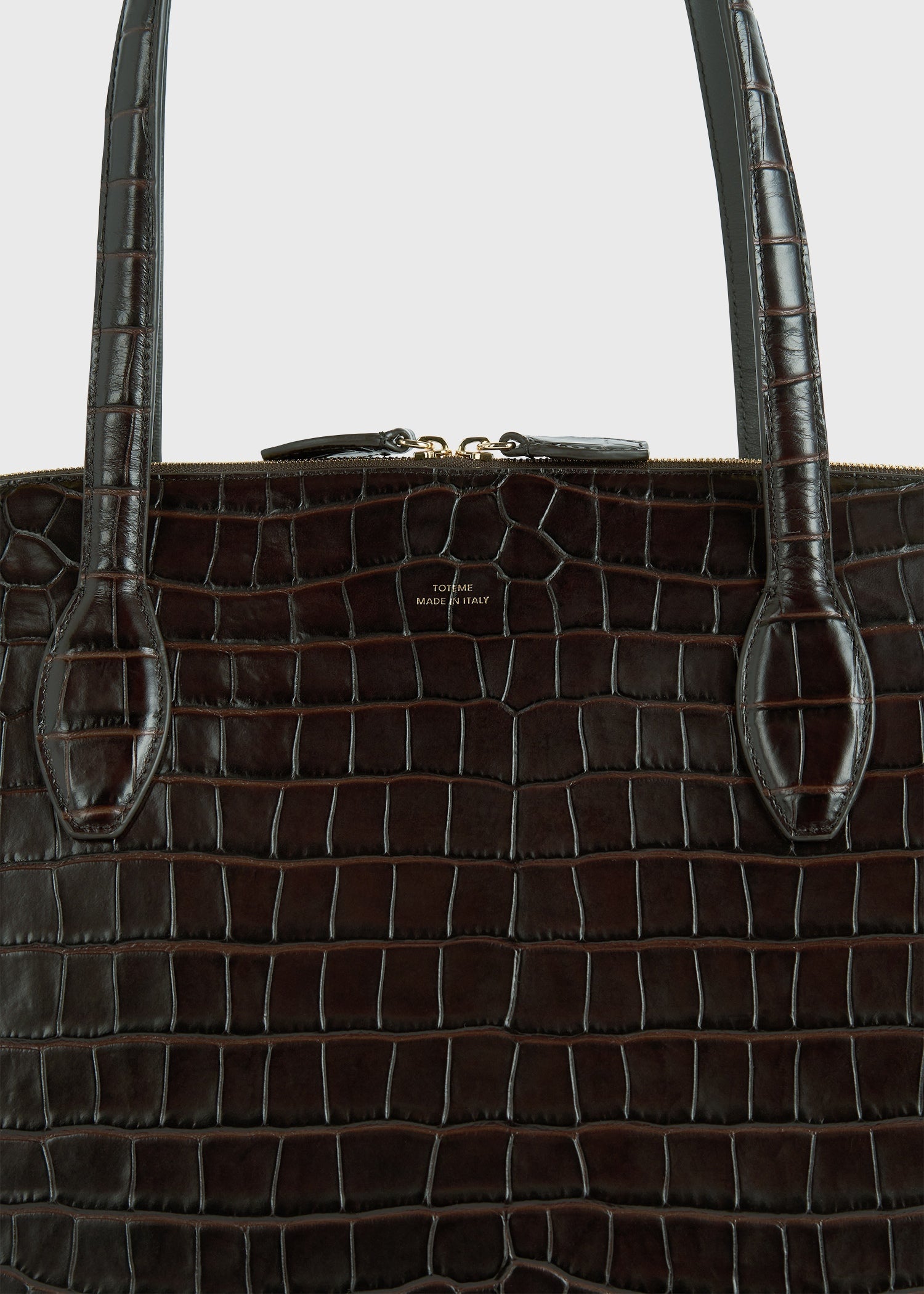 Croco-embossed day tote dark chocolate