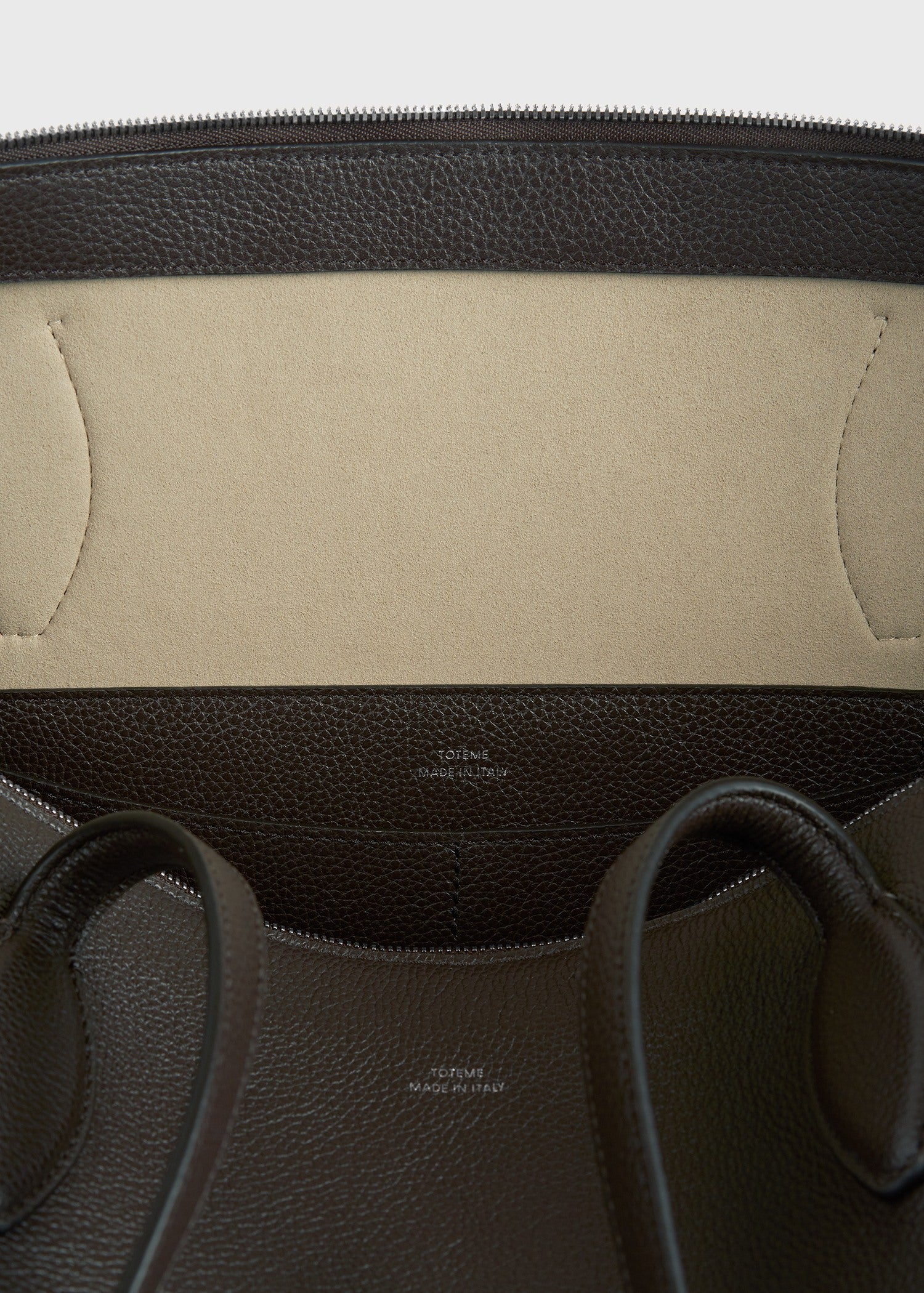 Grained-leather day tote dark chocolate