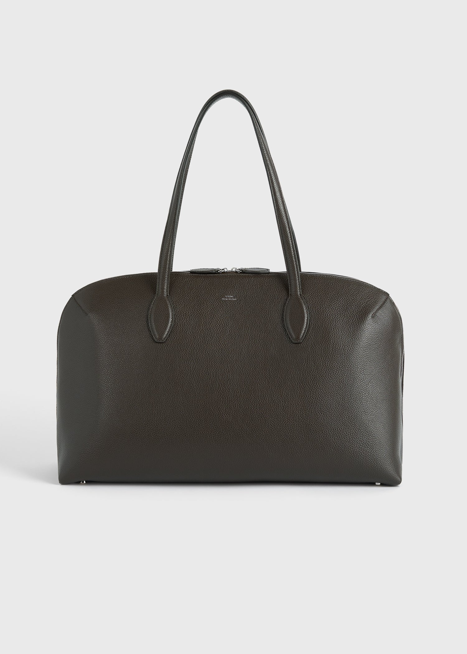 Grained-leather day tote dark chocolate